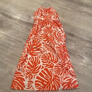 CK BRADLEY ORANGE AND WHITE PALM TREE CHOCKER MAXI DRESS SIZE XL NWT